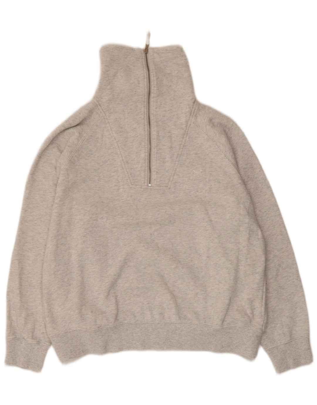 Crew Clothing Damen Crop Zip Neck Sweatshirt Pullover UK 12 Mittelgrau