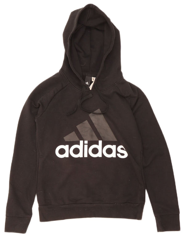 Adidas Damen Graphic Hoodie Pullover UK 4/6 XS Schwarz Baumwolle