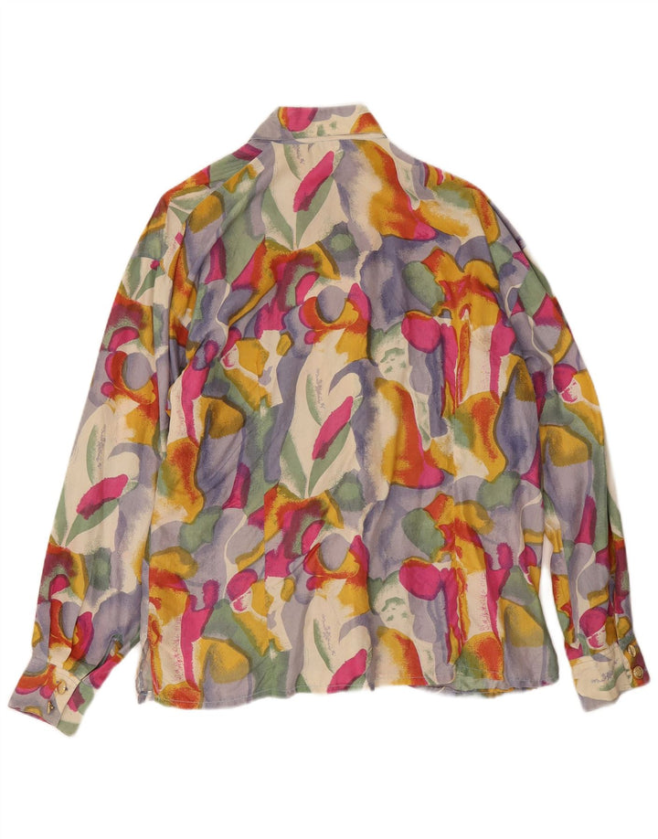Egoiste Damen-Hemdbluse mit abstraktem Muster, UK 14, Größe L, aus mehrfarbiger Seide