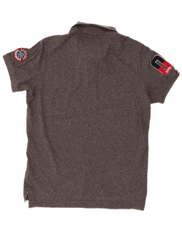 Superdry Herren-Poloshirt mit Grafik, XL, grau meliert, Baumwolle