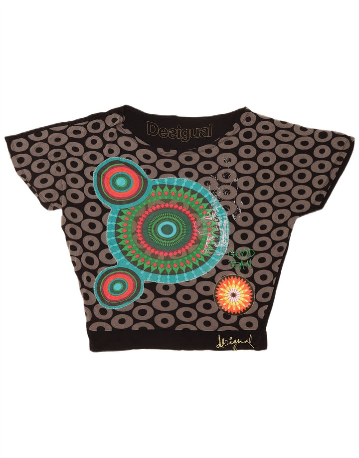 Desigual Womens Graphic Bluse Top UK 14 Mittelschwarze geometrische Viskose