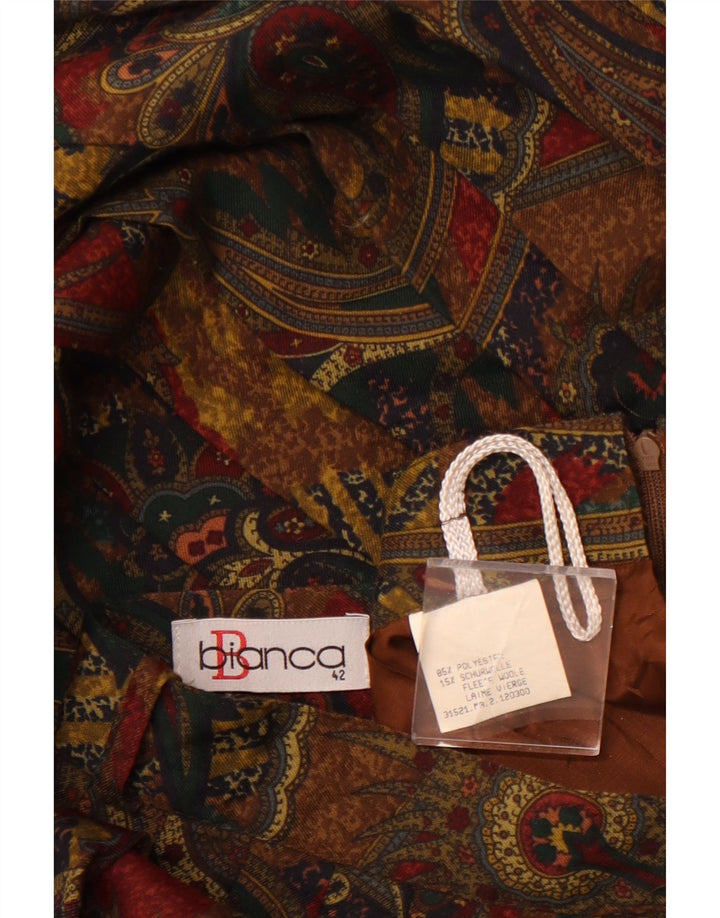 BIANCA Damen Faltenrock IT 42 Medium W30 Braunes Paisley-Polyester