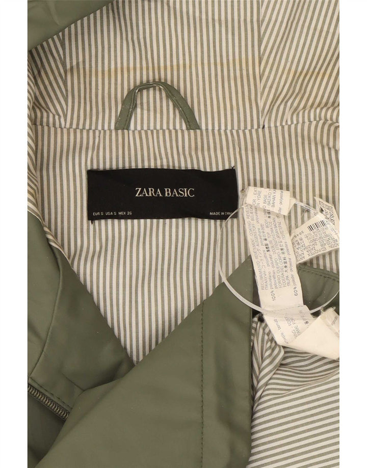 Zara Damen-Regenmantel mit Kapuze, UK 10, Größe S, grün, Polyester
