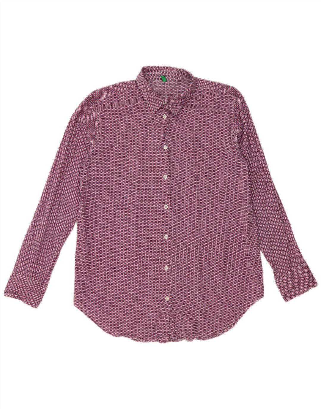BENETTON Damen-Oversize-Hemd UK 6 XS Rote geometrische Baumwolle