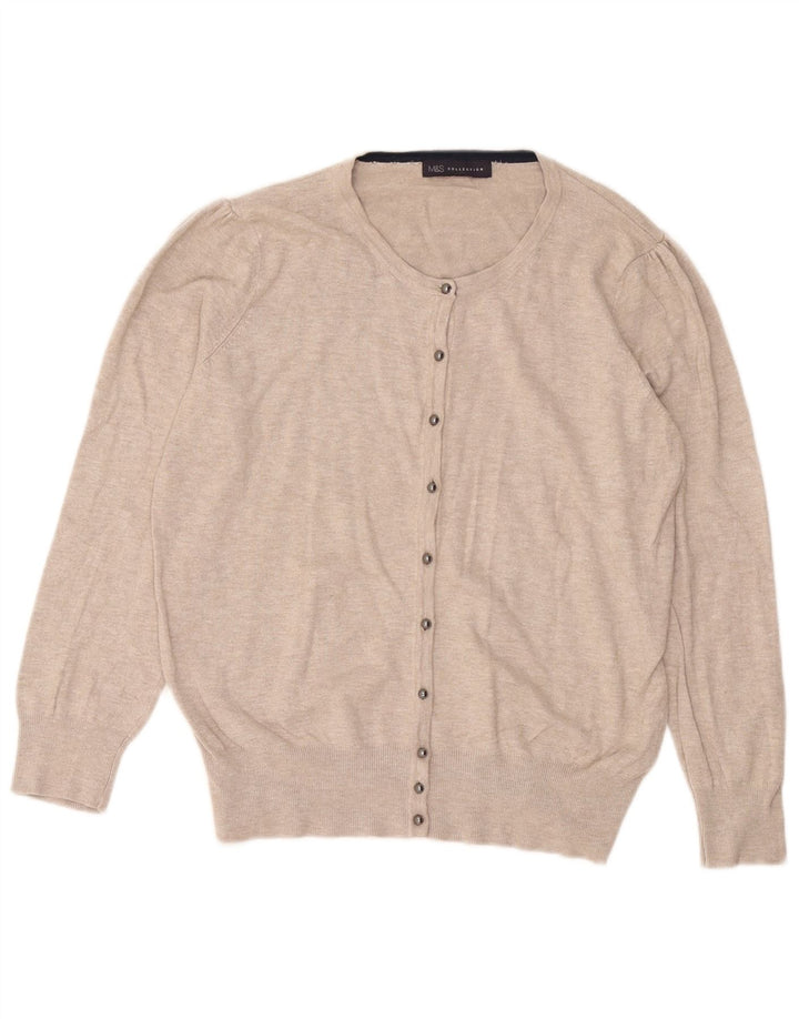 Marks & Spencer Damen Strickjacke Pullover UK 16 Large Beige Viskose