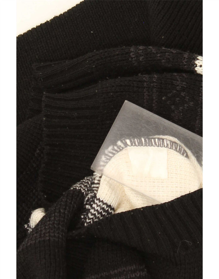 Vintage Herren-Pullover mit grafischem Reißverschluss, groß, Schwarz, Farbblock