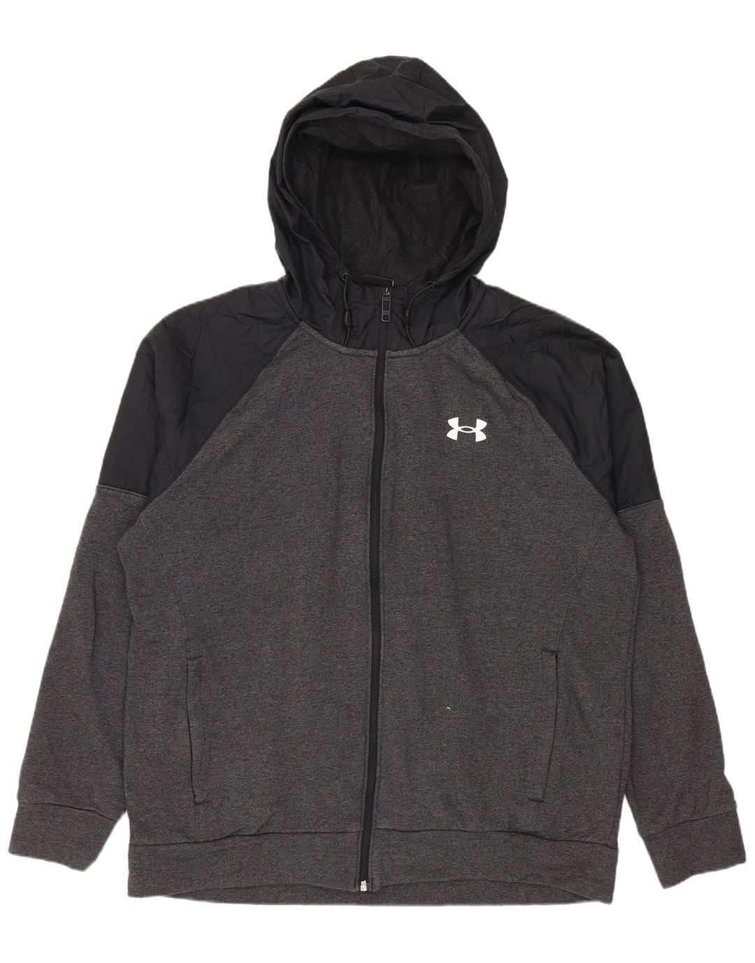 Under Armour Herren-Kapuzenpullover mit Reißverschluss, groß, graue Baumwolle