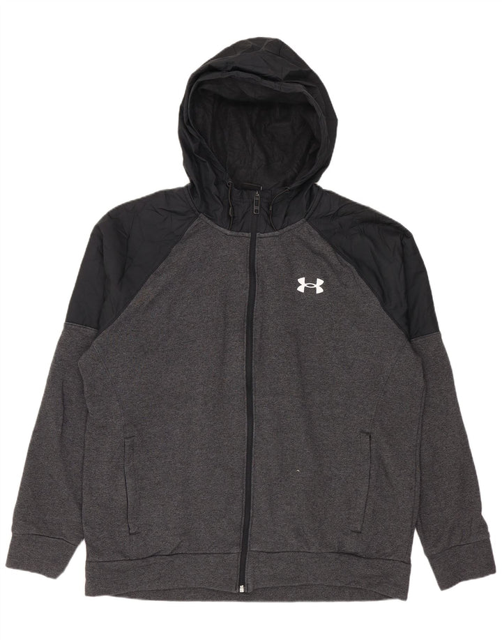 Under Armour Herren-Kapuzenpullover mit Reißverschluss, groß, graue Baumwolle