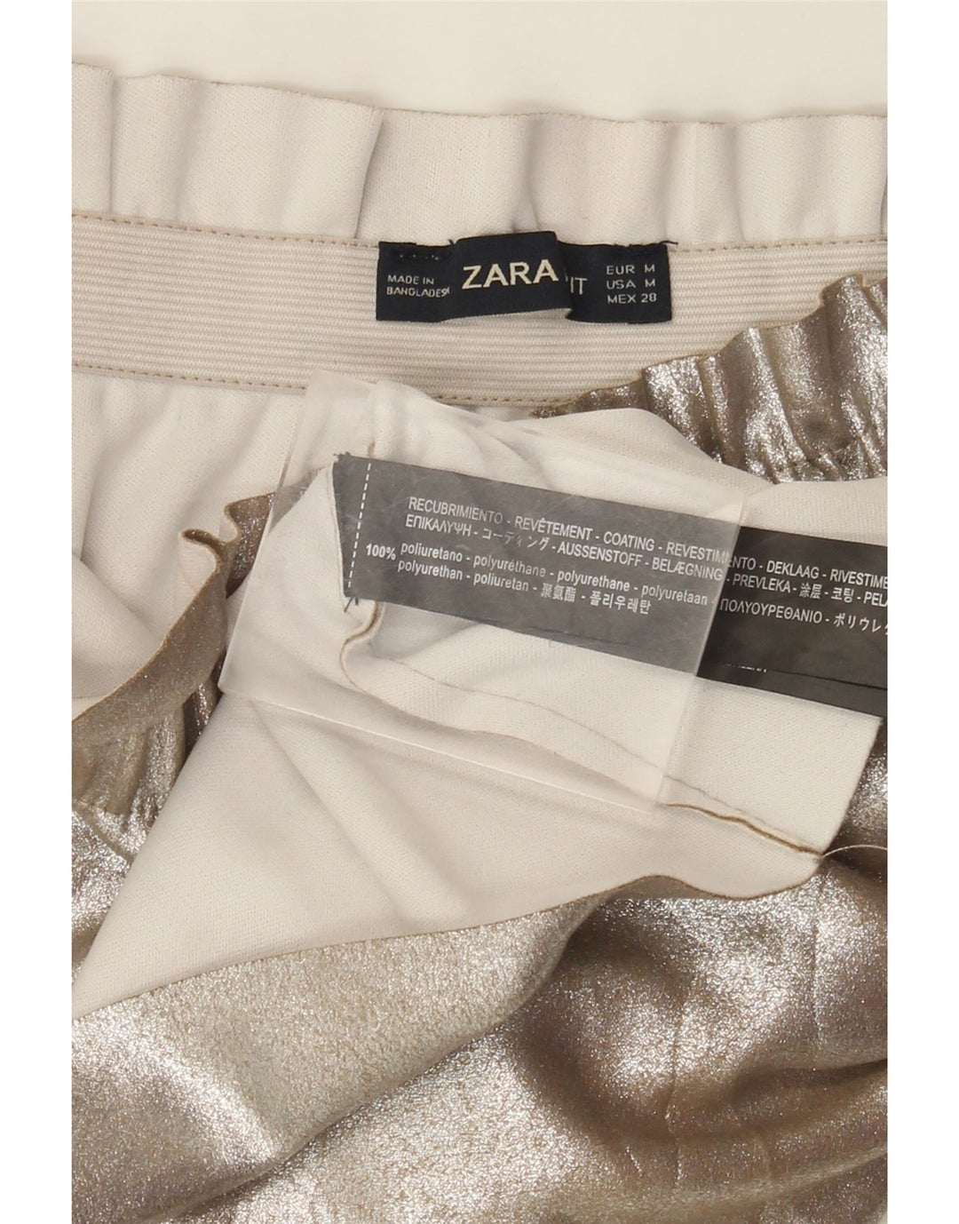 ZARA Damen Minirock Medium W26 Gold Polyurethan