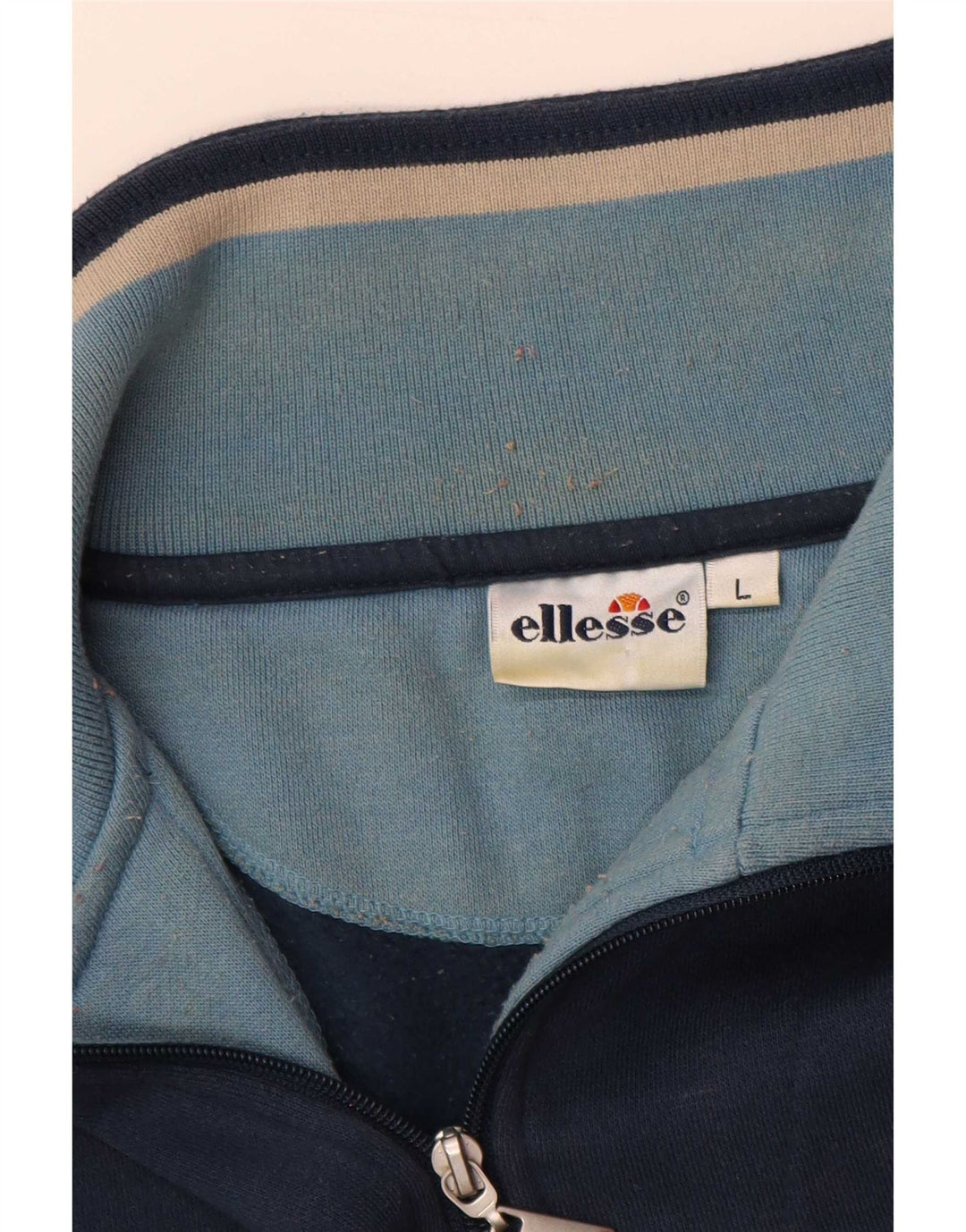 Ellesse Herren-Sweatshirt mit Reißverschluss am Hals, groß, marineblaue Baumwolle