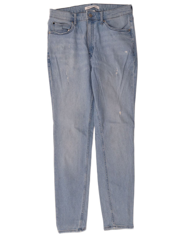 Calvin Klein Damen Distressed Skinny Jeans W30 L30 Blaue Baumwolle