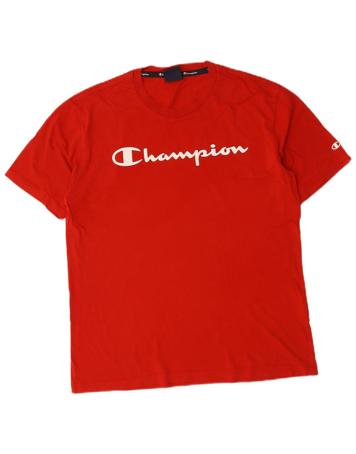 Champion Herren-T-Shirt mit Grafik, mittelrote Baumwolle