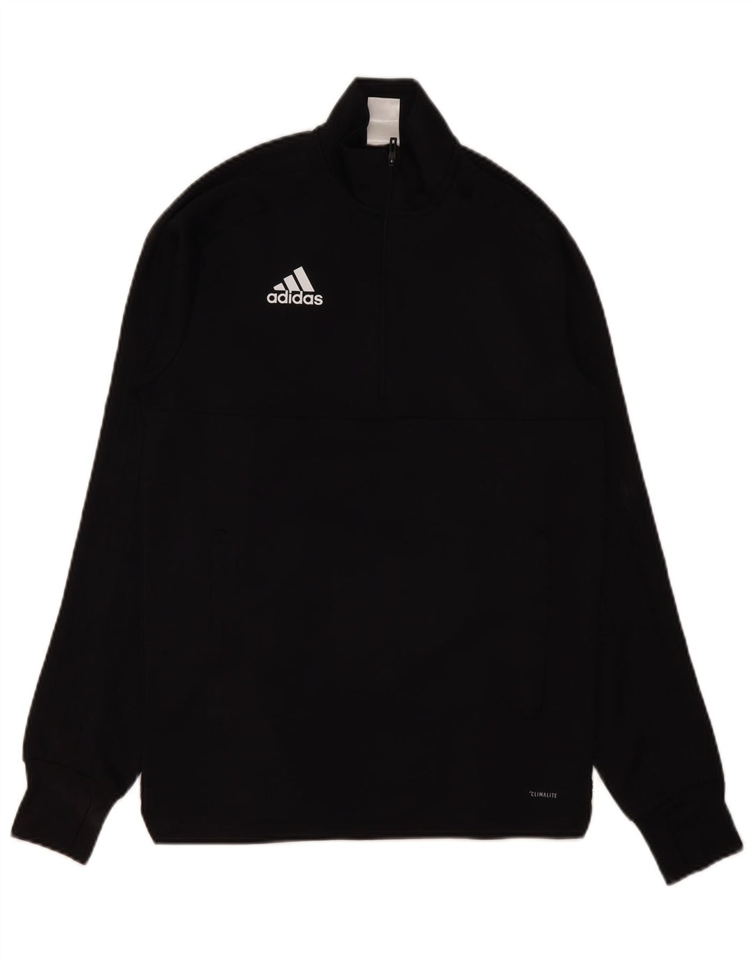 ADIDAS Herren Climalite Zip Neck Pullover Trainingsanzug Top XS Schwarz Polyester
