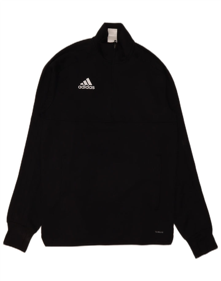 ADIDAS Herren Climalite Zip Neck Pullover Trainingsanzug Top XS Schwarz Polyester
