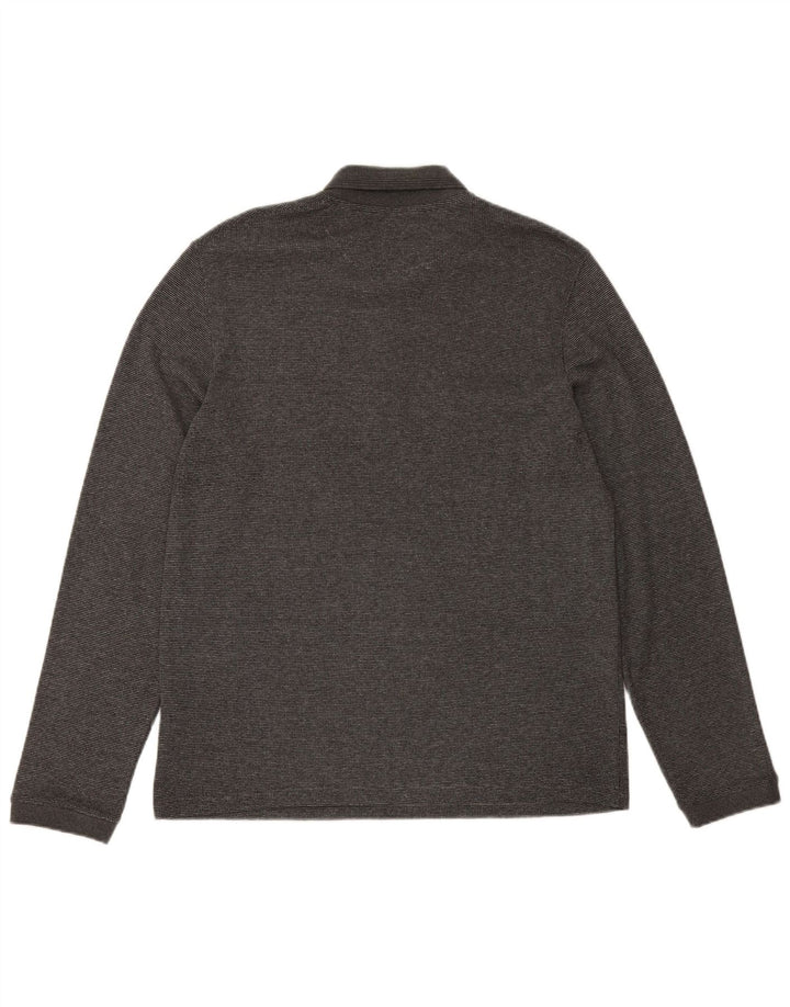 TED BAKER Herren London Langarm-Poloshirt, Größe 5 XL, graue Baumwolle