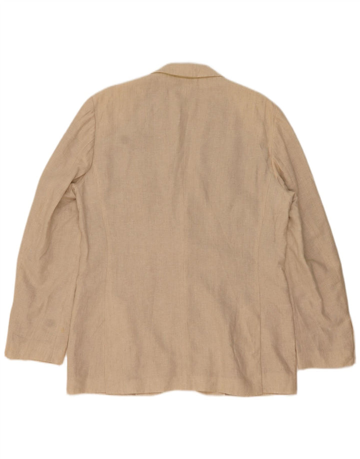 ZARA Herren-Blazer mit 2 Knöpfen, EU 52, großes beiges Leinen