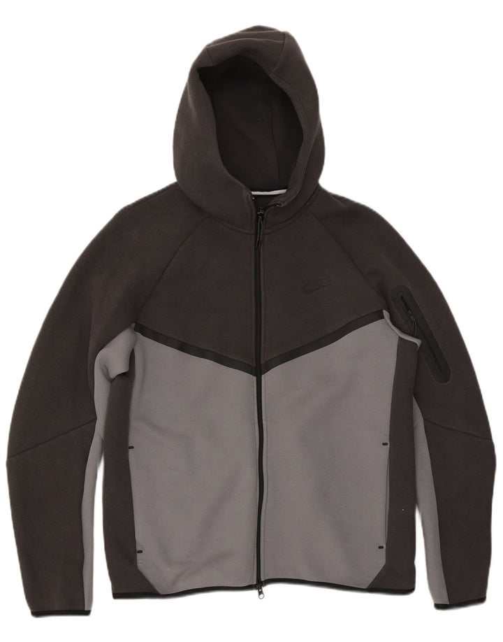 Nike Herren-Kapuzenpullover mit Reißverschluss, mittelgraue Colourblock-Baumwolle