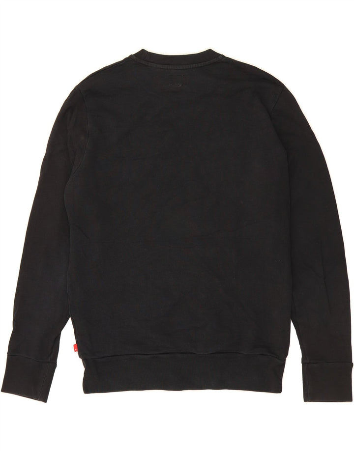 LEVI'S Mens Graphic Sweatshirt Jumper Small Black Cotton Vintage Levi's and Second-Hand Levi's from Messina Hembry 