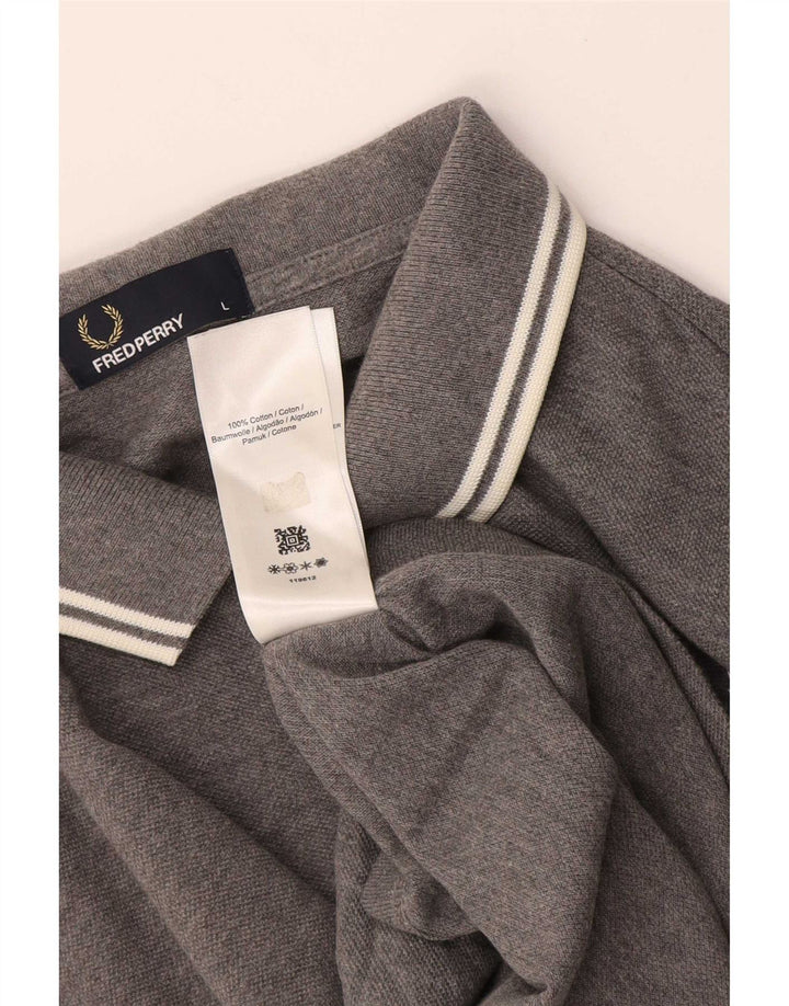 Fred Perry Herren-Poloshirt, große grau gefleckte Baumwolle