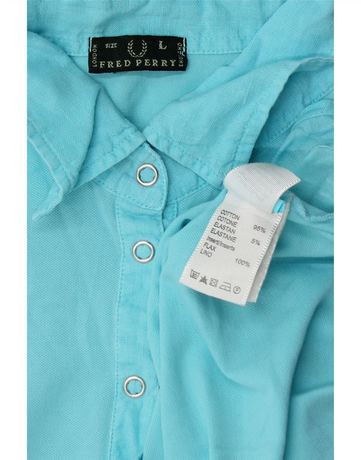 Fred Perry Damen Poloshirt UK 14 Große blaue Baumwolle