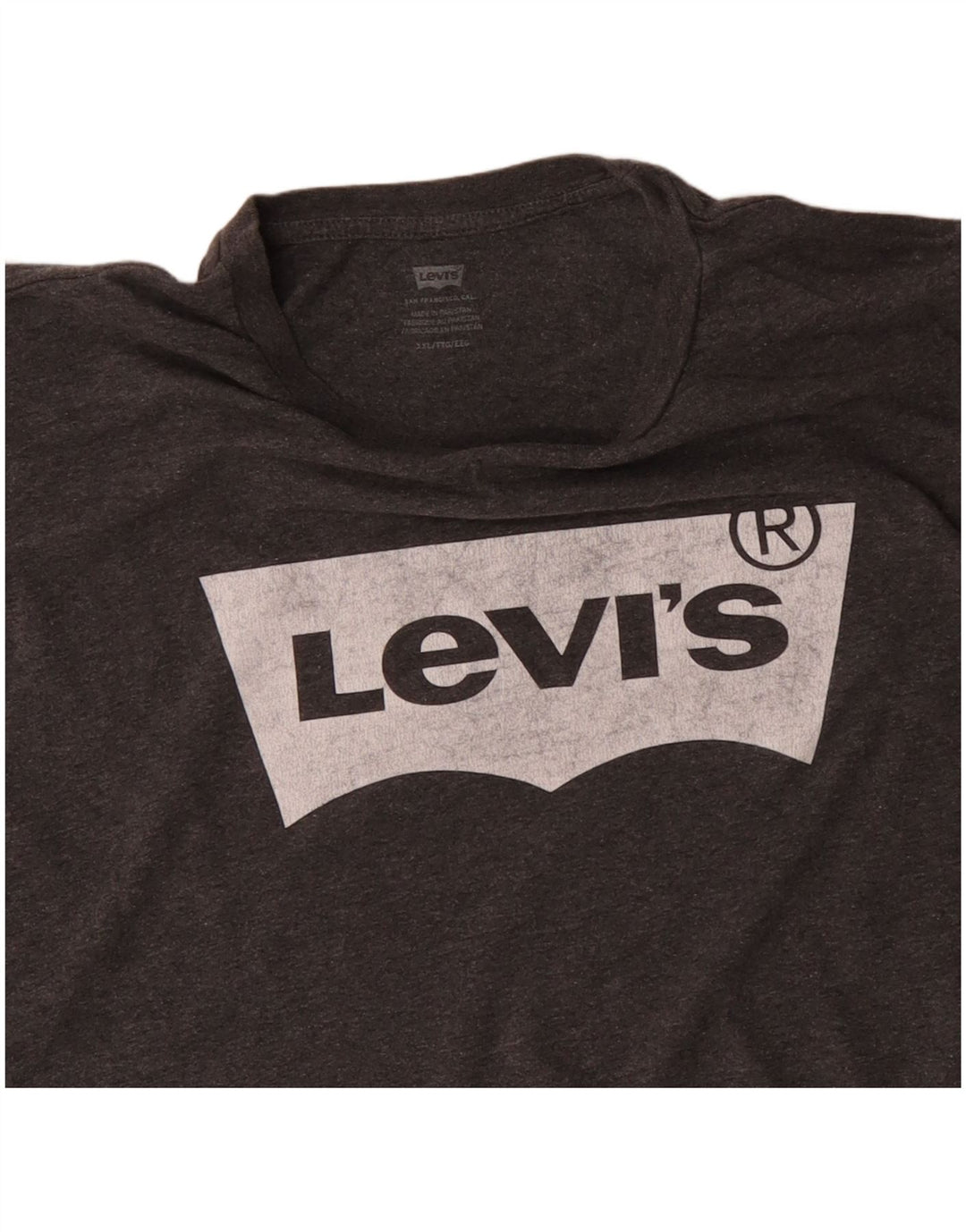 LEVI'S Herren-T-Shirt mit Grafik, 2XL, graue Baumwolle