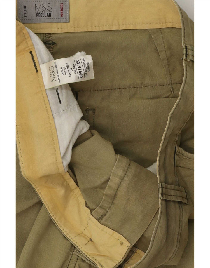 Marks & Spencer Herren Regular Cargo Shorts W38 XL Khaki Baumwolle