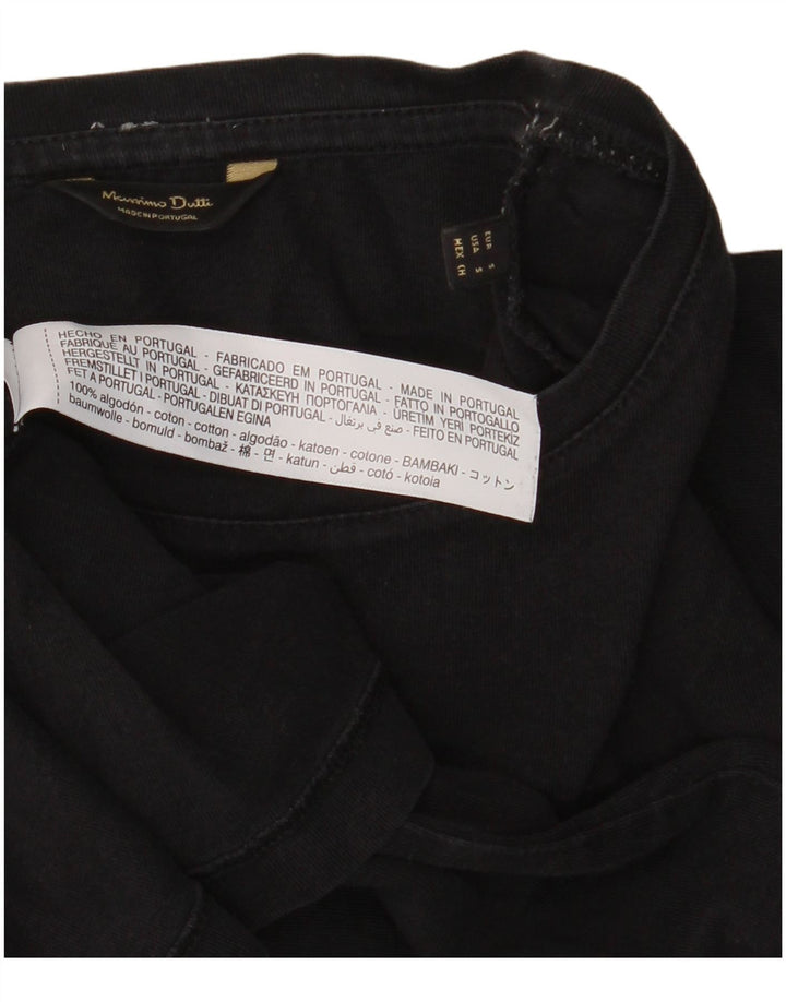 Massimo Dutti Herren T-Shirt Top Small Schwarz Baumwolle