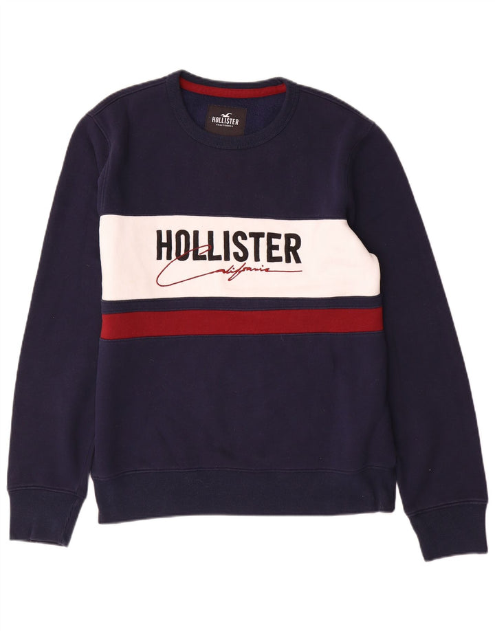 Hollister Herren-Sweatshirt mit Grafik, Mittelgroß, Marineblau, Farbblock