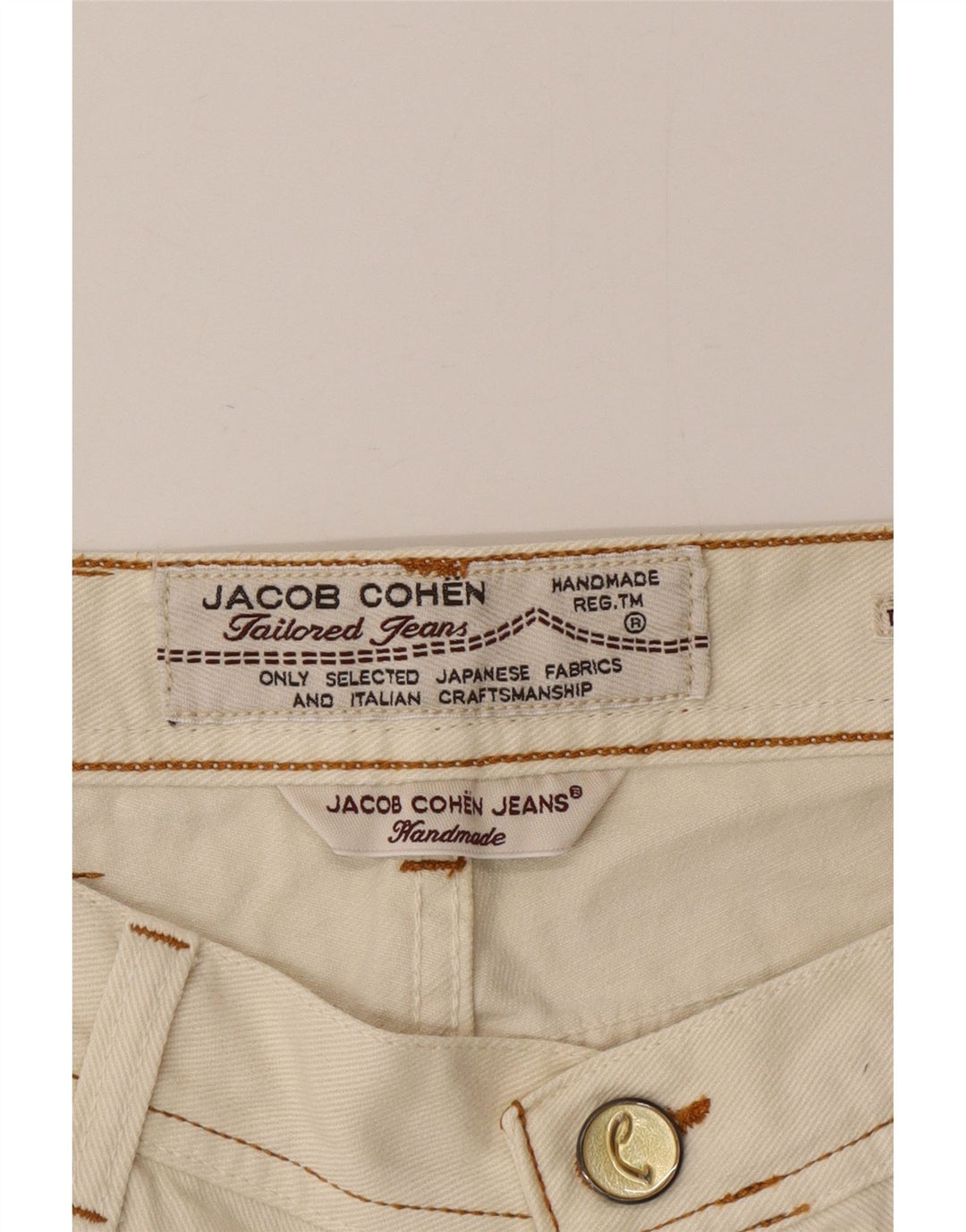 Jacob Cohen Herren Straight Jeans W35 L34 Beige Baumwolle