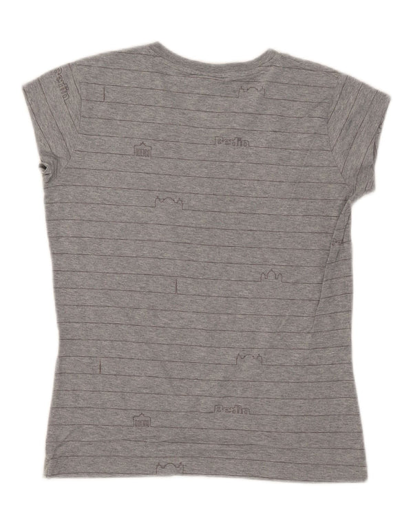 Nike Womens Graphic T-Shirt Top UK 14/16 Large Grau gestreift