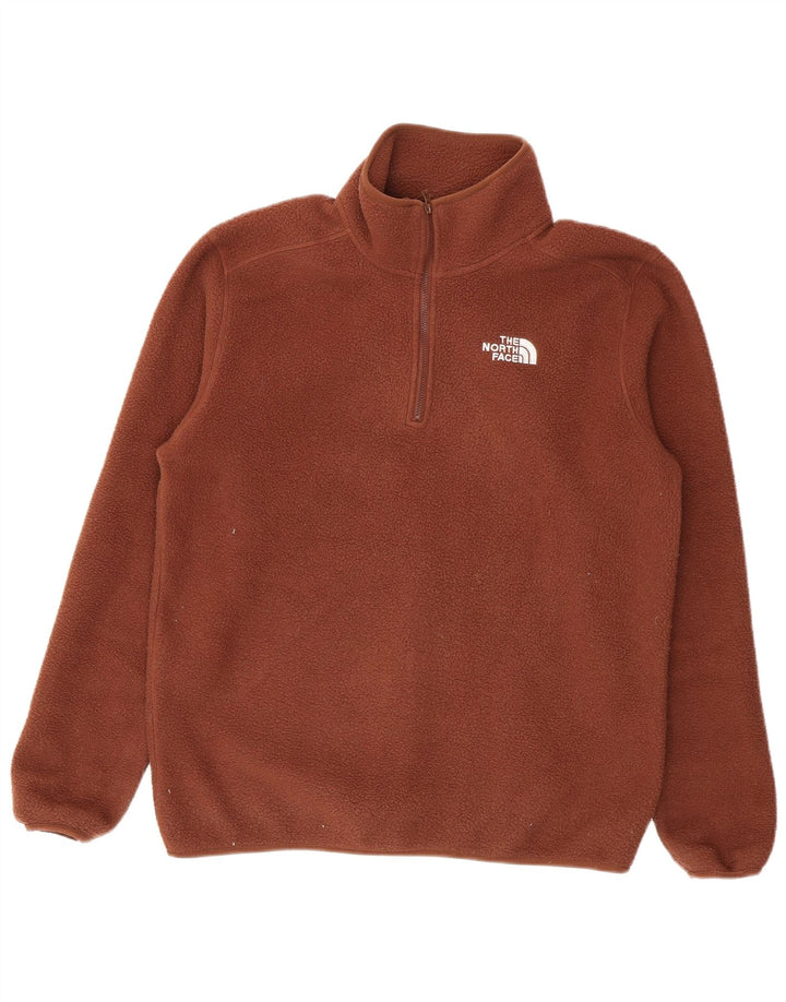 The North Face Herren-Fleecepullover mit Reißverschluss am Hals, mittelbraunes Polyester