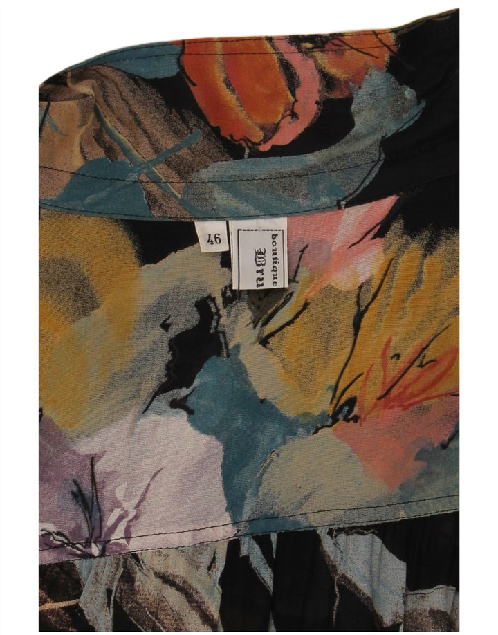 VINTAGE Damen Hemdbluse IT 46 Großes mehrfarbiges Blumenmuster