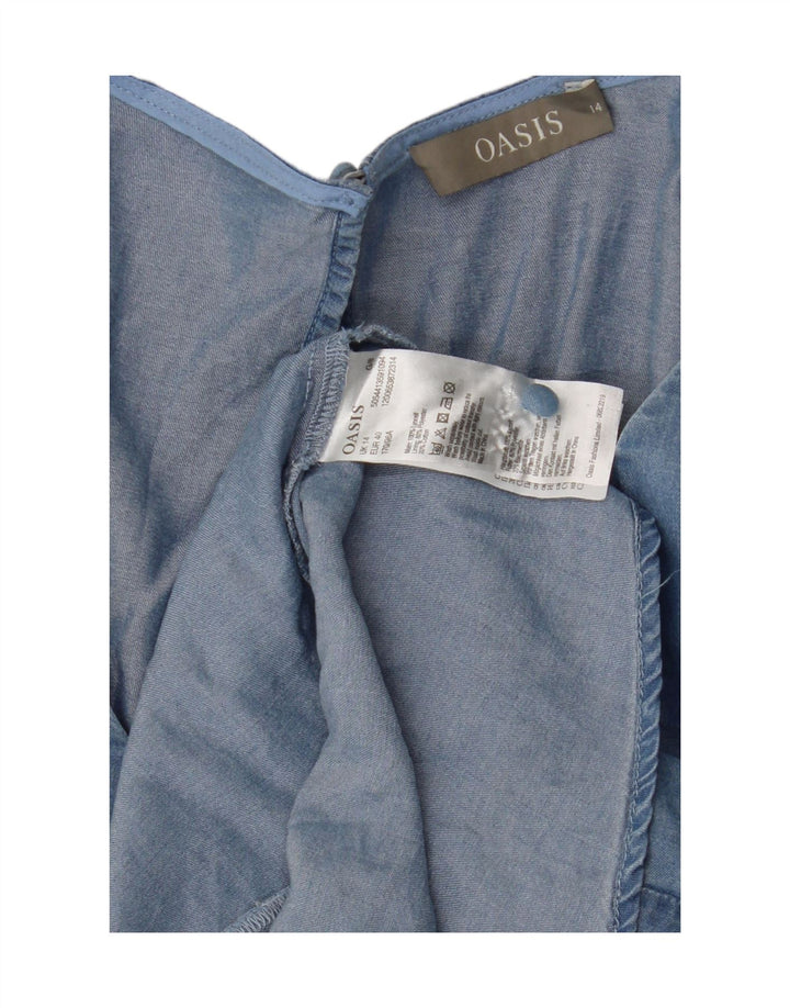 Oasis Damen-Blusenoberteil UK 14 Mittelblaues Lyocell