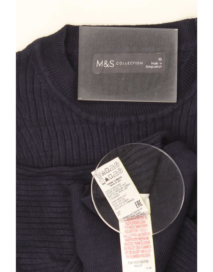 Marks & Spencer Damen Bluse Top UK 10 Small Marineblaue Viskose
