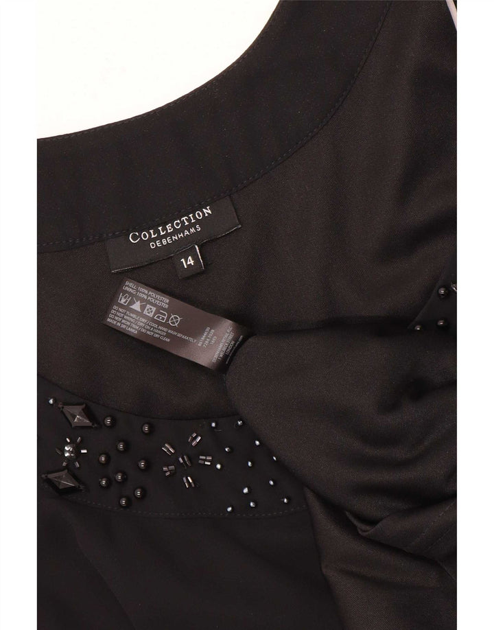 Debenhams Damen Ärmelloses A-Linien-Kleid UK 14 Medium Schwarz Polyester