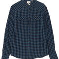 WRANGLER Slim Flanellhemd für Herren aus mittelblauer Gingham-Baumwolle