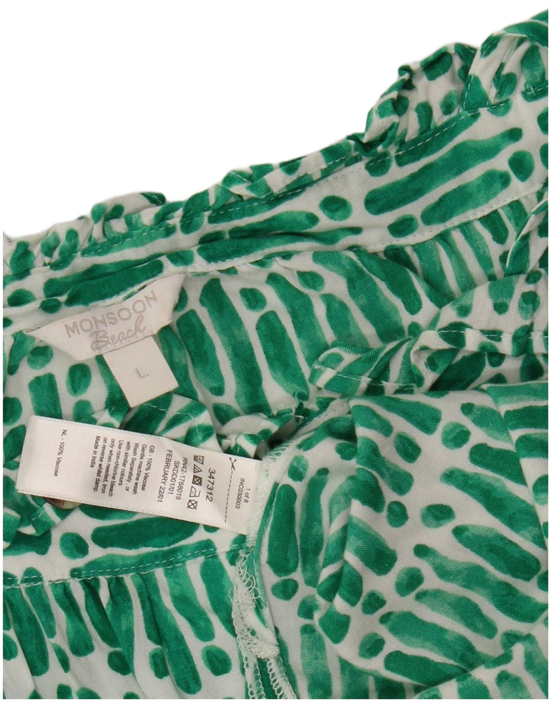 MONSOON Damen-Bluse, übergroß, bauchfrei, Gr. 40, Größe L, grün gestreift