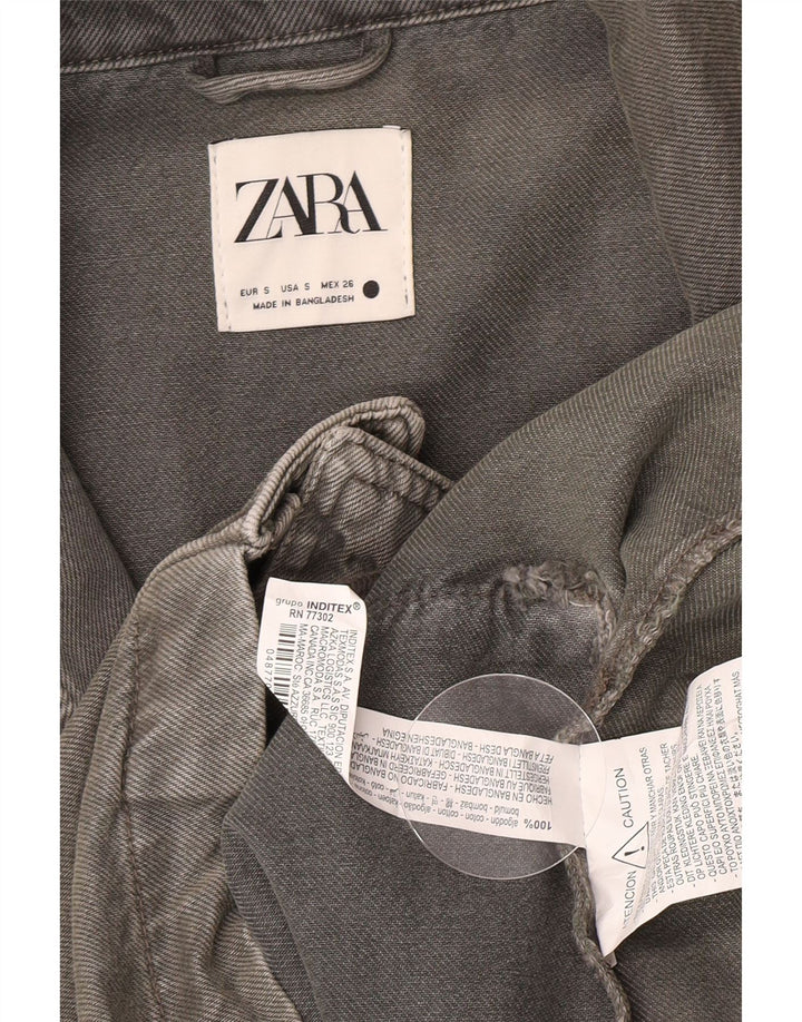 Zara Damen Übergroßer Jeansmantel UK 10 Small Graue Baumwolle