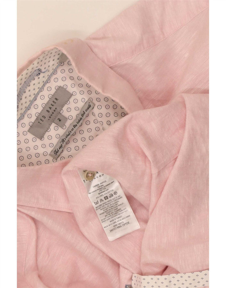 Ted Baker Herrenhemd, Größe 2, klein, rosa Leinen