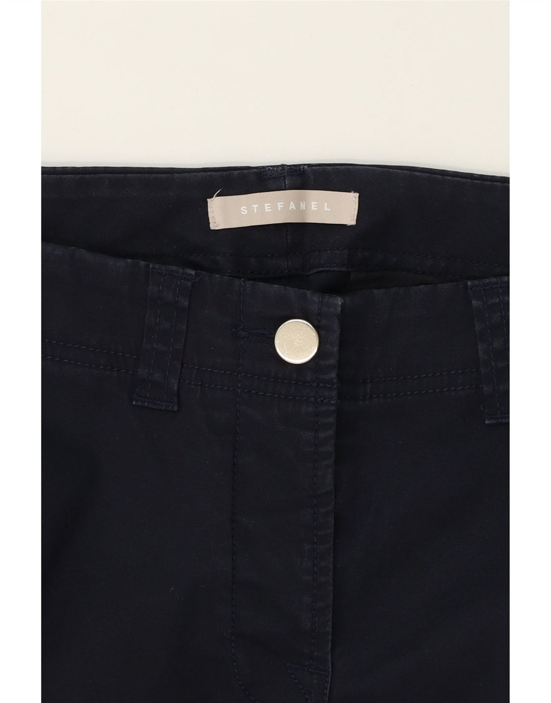 STEFANEL Womens Straight Chino Trousers W34 L26 Navy Blue Vintage Stefanel and Second-Hand Stefanel from Messina Hembry 