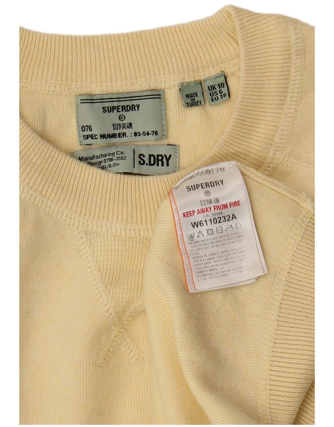 SUPERDRY Womens Oversized Crop Sweatshirt Jumper UK 10 Small  Yellow