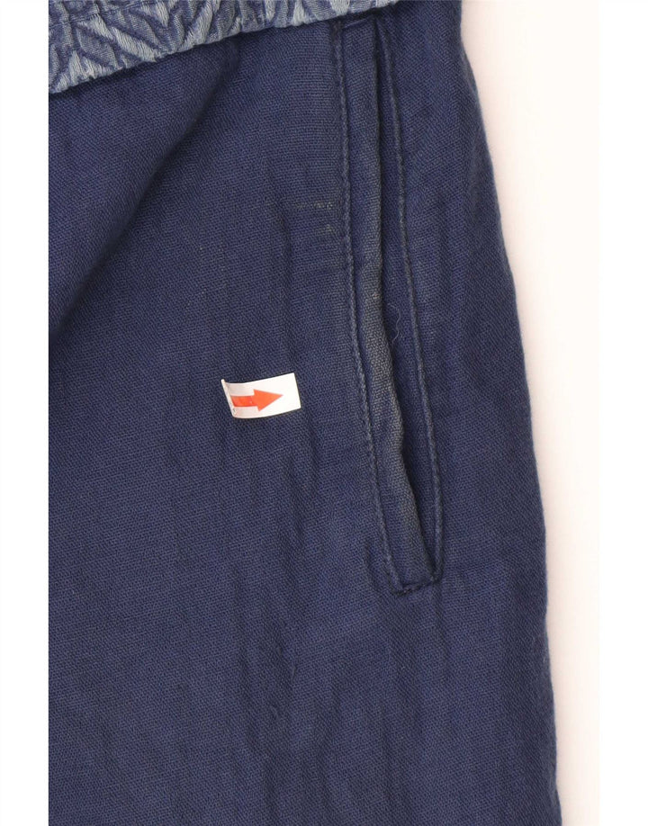 Zara Womens Open Overcoat UK 16 Large Marineblaue geometrische Baumwolle
