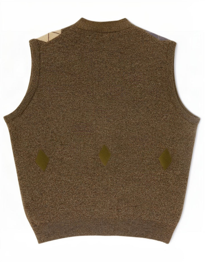 Kerry Mens Classics Ärmelloser Cardigan-Pullover XL Khaki Argyle/Diamant