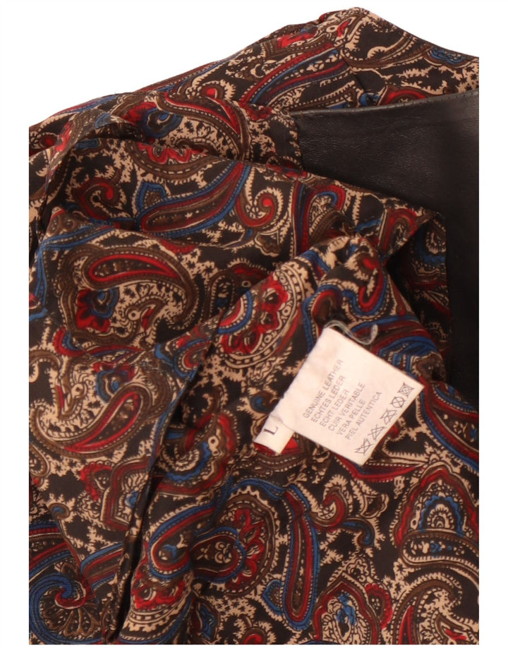 Vintage Herren Lederweste Großes schwarzes Paisley-Leder