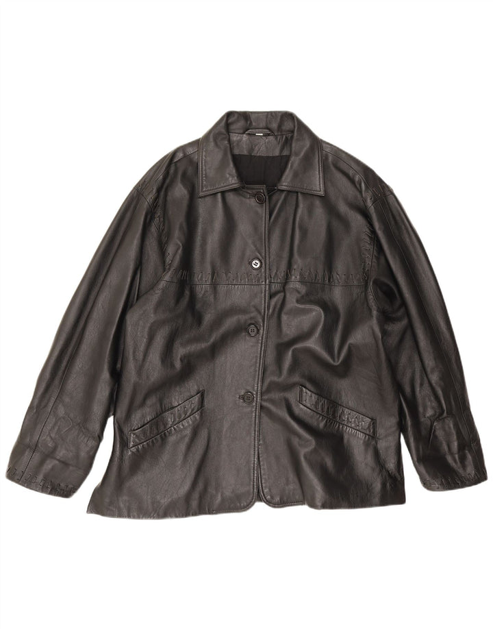 Conbipel Damen Übergroße Lederjacke IT 44 Mittelschwarzes Leder