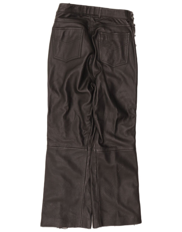 Highway 1 Gerade Damen-Lederhose IT 48 XL W36 L29 Schwarzes Leder