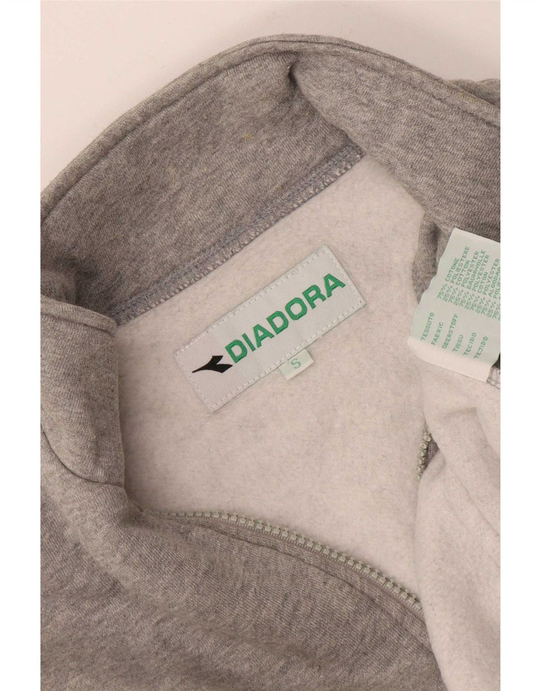 Diadora Herren-Sweatshirt mit grafischem Reißverschluss, Größe S, Grau, Baumwolle