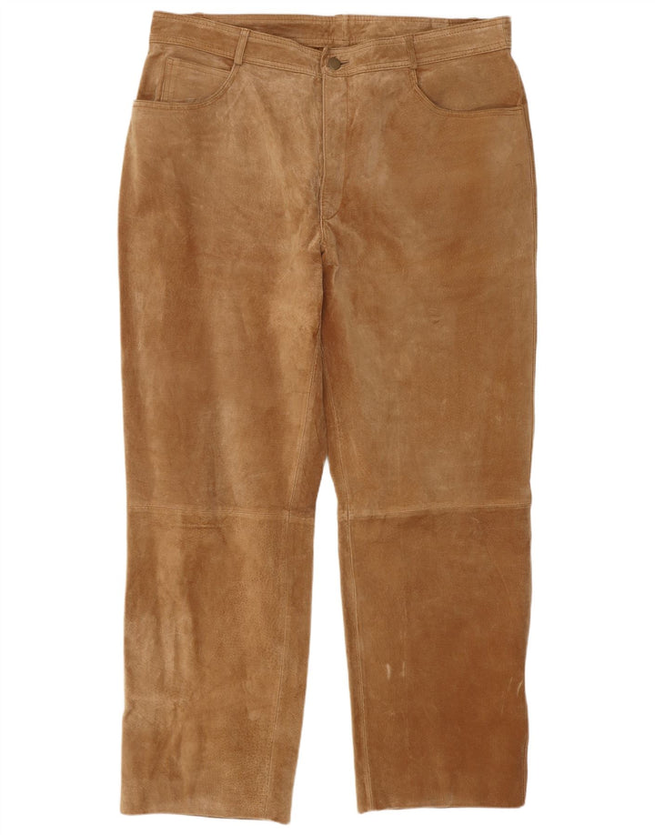 JCC Gerade Wildlederhose für Herren, W40, L30, beiges Leder
