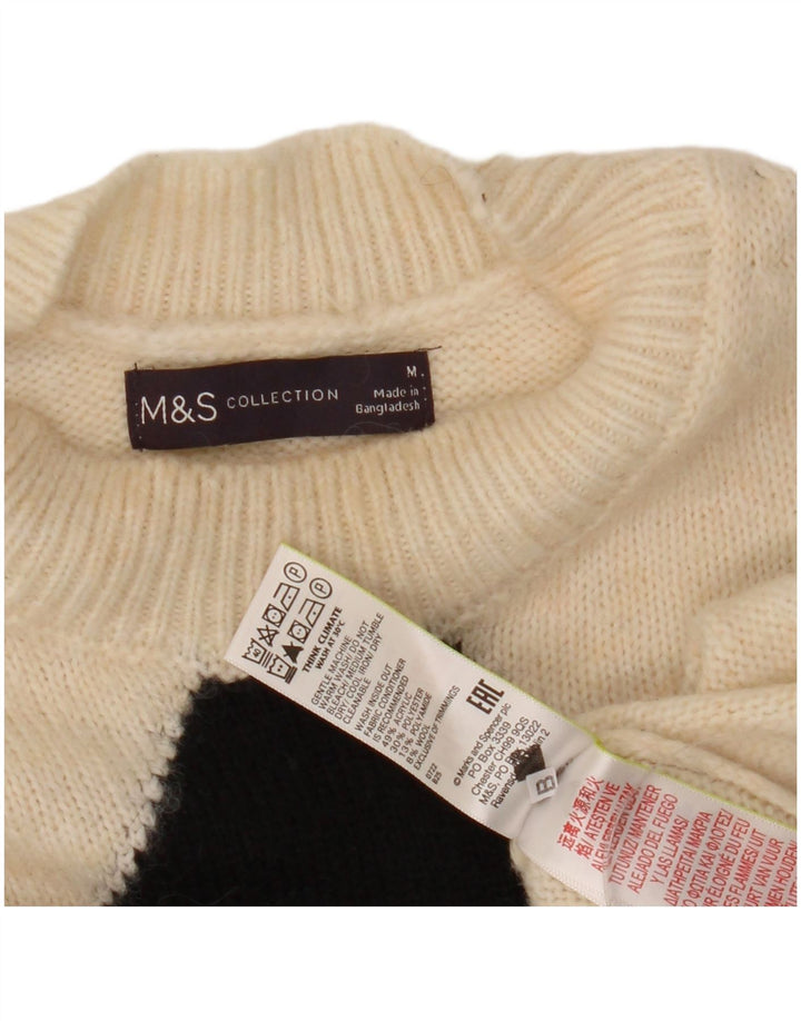 Marks & Spencer Damen Pullover mit Rundhalsausschnitt, UK 14, Mittelweiß
