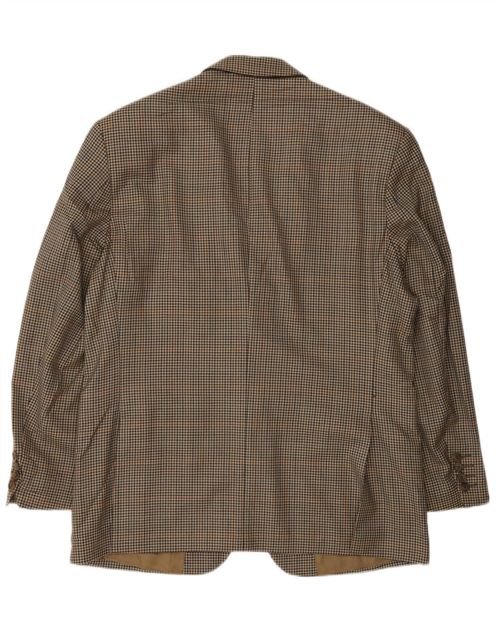 Marks & Spencer Herren-Blazer mit 2 Knöpfen, UK 40, mittelbeige karierte Wolle